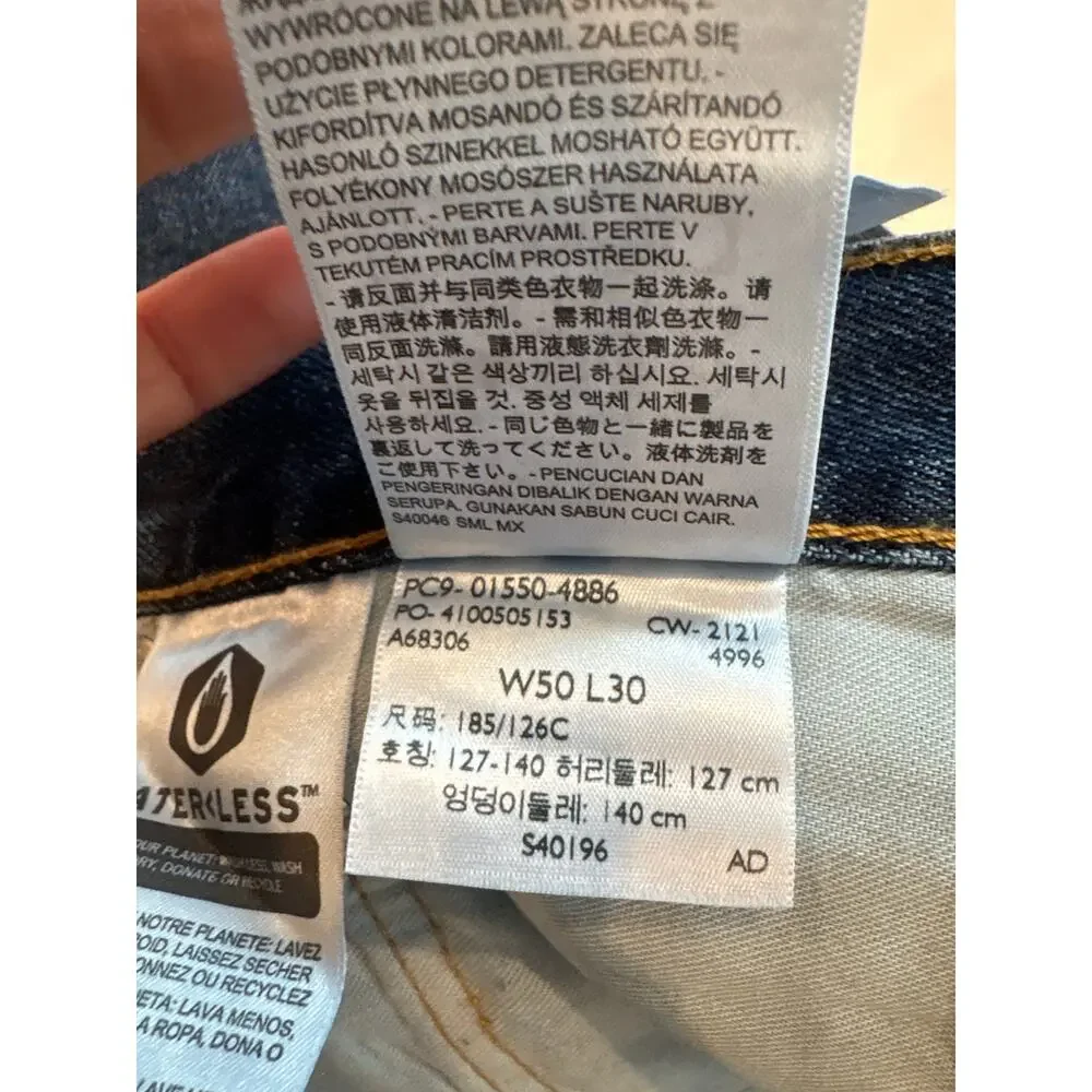 Levis 550 Jeans Mens Size 50x30 Blue Relaxed Fit Tapered Leg 100% Cotton Casual